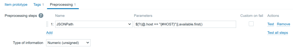 Interface status item prototype preprocessing