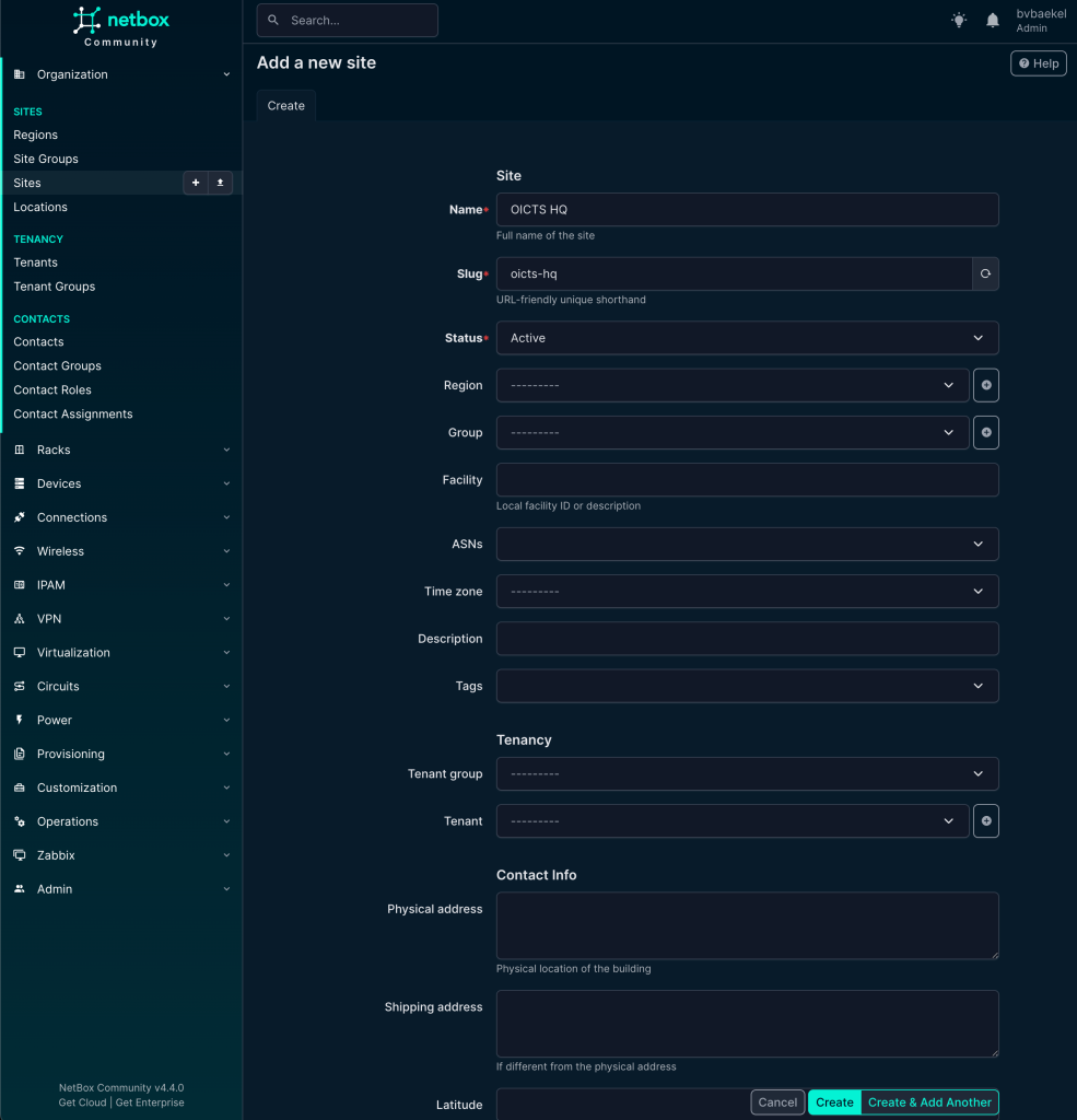 NetBox Sites Configuration