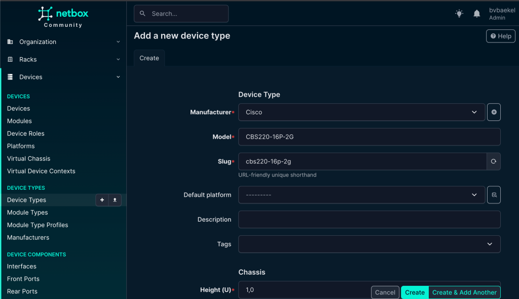 NetBox device type configuration