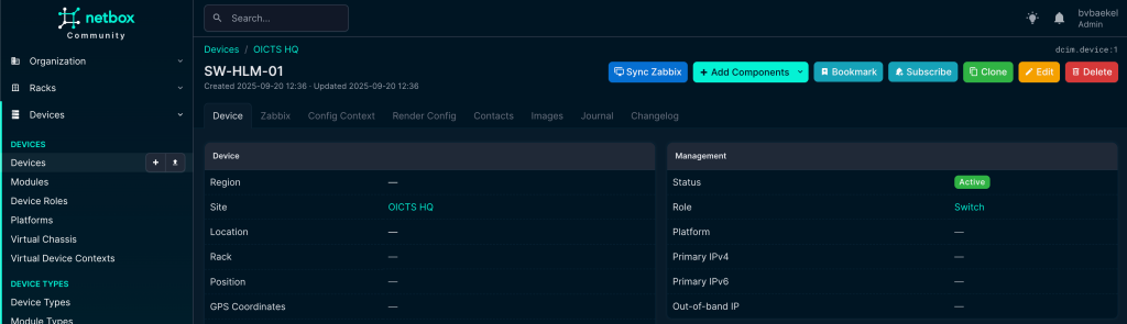 NetBox device overview