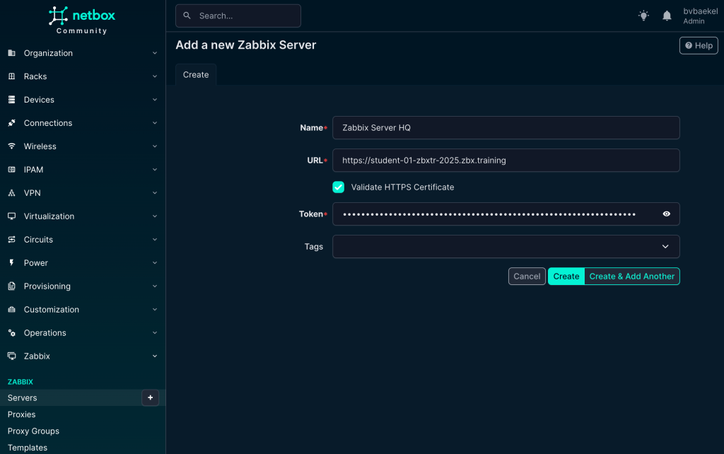 NetBox Zabbix Server configuration