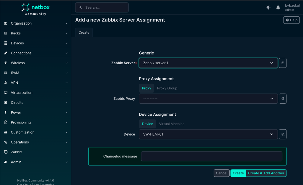 NetBox Zabbix server assignment