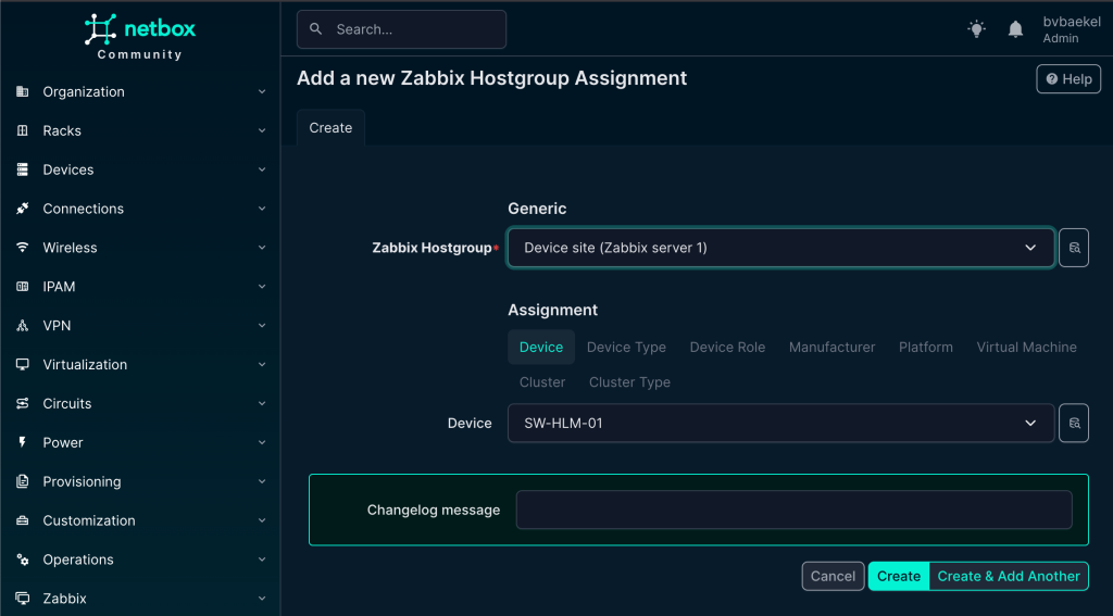 NetBox Zabbix hostgroups