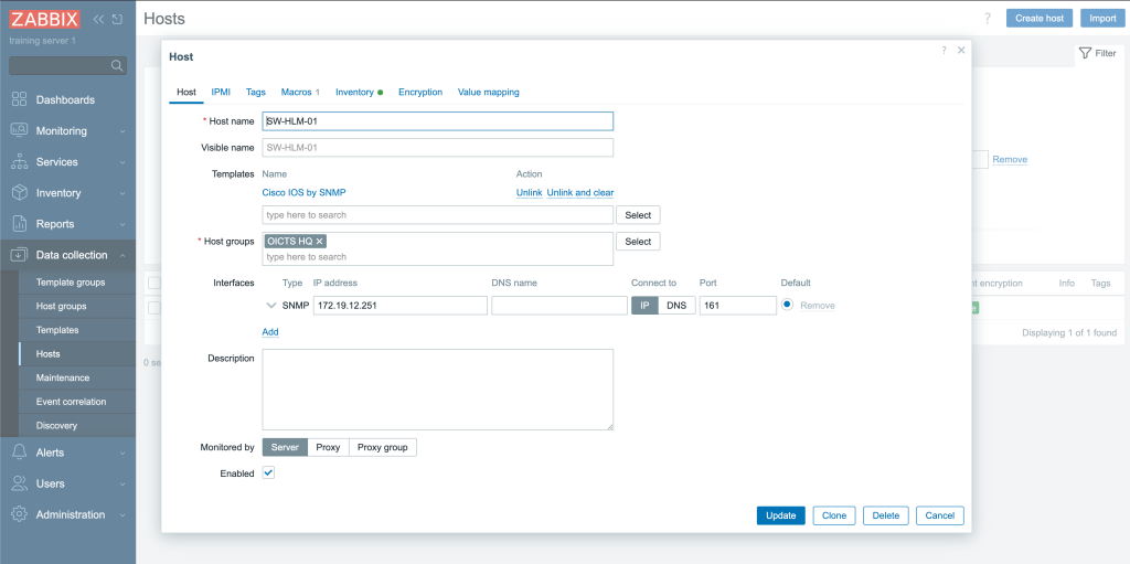 Zabbix host overview from NetBox
